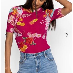 Johnny Was GOLDEN BOUQUET MESH TOP woman’s XS